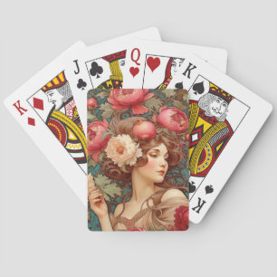 Art Nouveau Floral Fruit Vrouw Speelkaarten