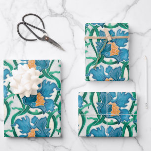 Art Nouveau Floral Majolica Pattern Inpakpapier Vel