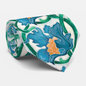 Art Nouveau Floral Majolica Pattern Stropdas (Opgerold)