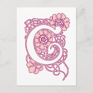 Art Nouveau Floral Monogram C Briefkaart