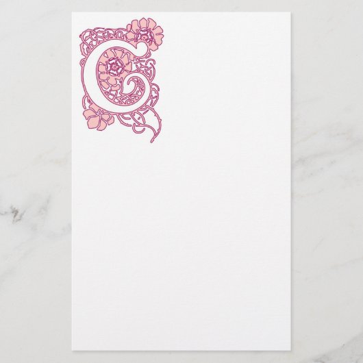 Art Nouveau Floral Monogram C Briefpapier (Voorkant)