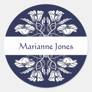  Art Nouveau Floral Name Label