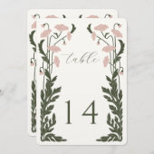 Art Nouveau Floral Numéro de table (Devant / Derrière)
