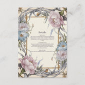 Art Nouveau Floral Paarse bruiloft Informatiekaartje (Voorkant)