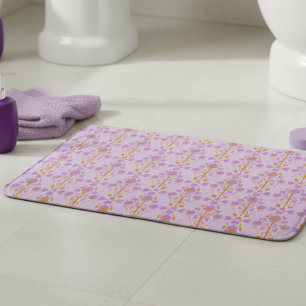 Art Nouveau Floral Pastel Paarse met Sinaasappel Badmat