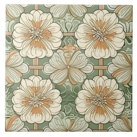 Art Nouveau Floral Pattern  Tegeltje (Voorkant)