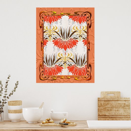 Art Nouveau Floral Poster (Keuken)