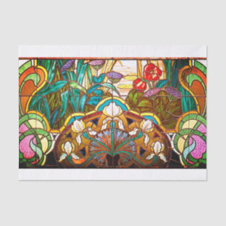 Art nouveau floral stained glass look window tissuepapier