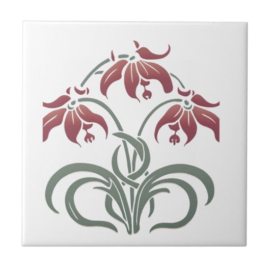 Art Nouveau Floral Tegeltje (Voorkant)