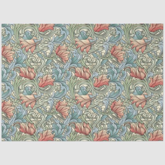 Art Nouveau Floral Wallpaper Design Decoupage Tissuepapier (Voorkant)