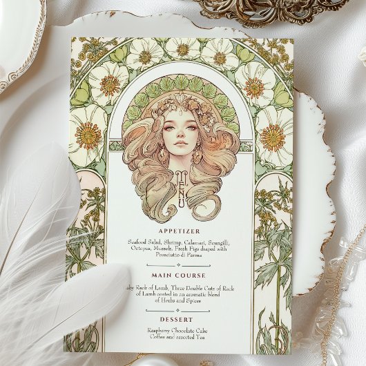  Art Nouveau Floral Wedding Menu Kaart