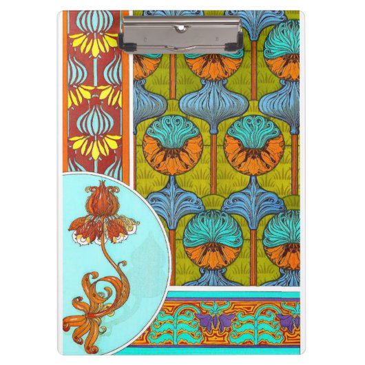 Art nouveau florale textielkunst verneuil klembord (Voorkant)