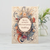 Art Nouveau Floured Wedding Uitnodiging (Staand voorkant)