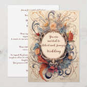 Art Nouveau Floured Wedding Uitnodiging (Voorkant / Achterkant)