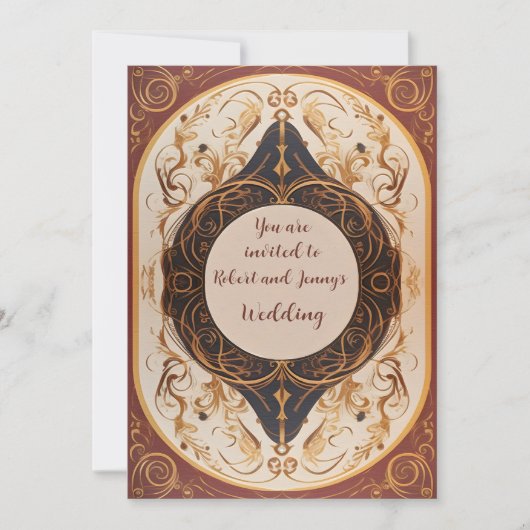 Art Nouveau Floured Wedding Uitnodiging (Voorkant)