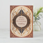 Art Nouveau Floured Wedding Uitnodiging (Staand voorkant)