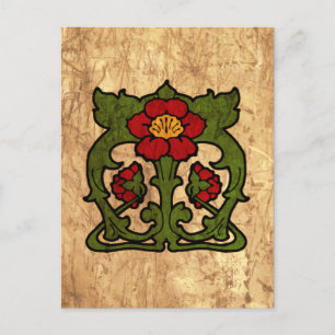 Art Nouveau Flower Motif Briefkaart