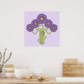 Art Nouveau flower-tekenvierkant Poster (Keuken)