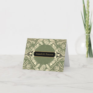Art Nouveau Flowers Floral Border Name  Notitiekaartje