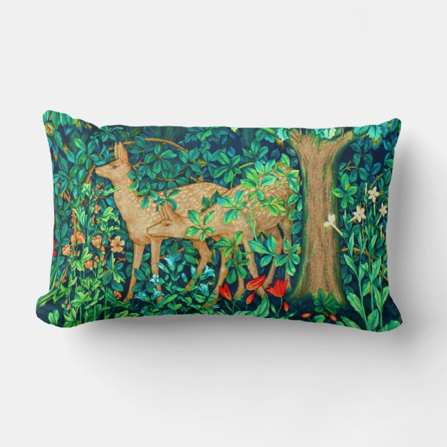 Art Nouveau Forest Deer Tapestry Print Kussen (Voorkant)