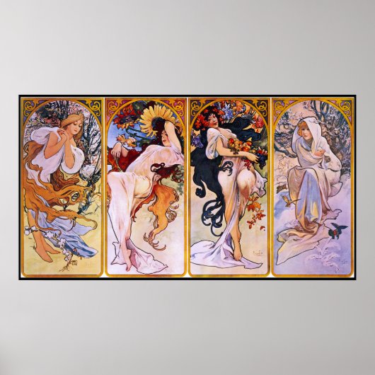 Art Nouveau Four Seasons Art Vintage Poster (Devant)