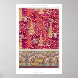 Art nouveau fox fazant Foxglove verneuil Poster