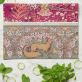 Art nouveau fox fazant Foxglove verneuil Theedoek (Gevouwen)
