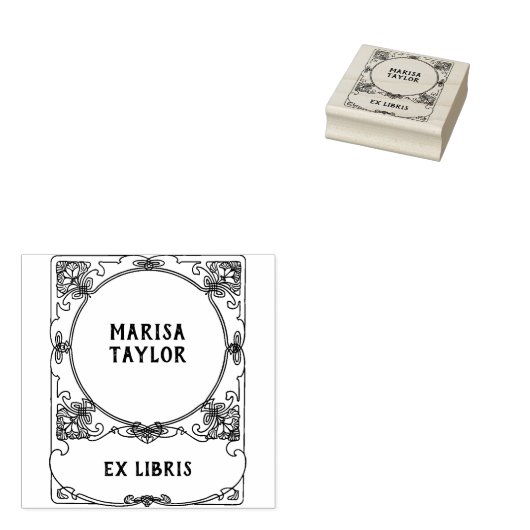 Art nouveau frame ex libris 	rubberstempel (Gestempeld)