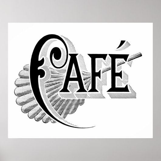  Art Nouveau Frans Chic Cafe Poster (Voorkant)