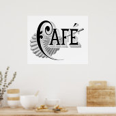  Art Nouveau Frans Chic Cafe Poster (Keuken)