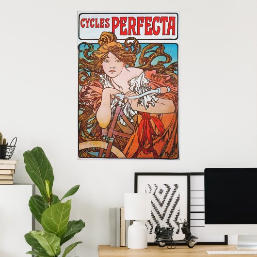 Art Nouveau French Bicycle Ad Poster (Thuiskantoor)