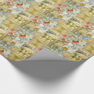 Art Nouveau French Poppy Flowers Wrapping Paper Cadeaupapier
