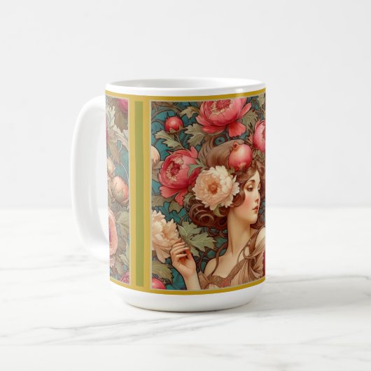 Art Nouveau Fruit Floral Mug femme (Devant gauche)