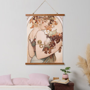 Art Nouveau Fruit van Alphonse Mucha Hangend Wandkleed