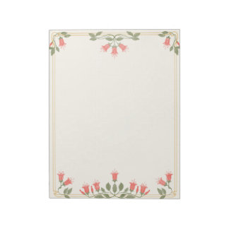Art Nouveau Fuchsia Floral Border Notepad Notitieblok