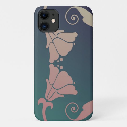 Art nouveau fuschia flower blauw groen roze Case-Mate iPhone case (Achterkant)