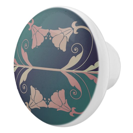 Art nouveau fuschia flower keramische knop (Rechts)