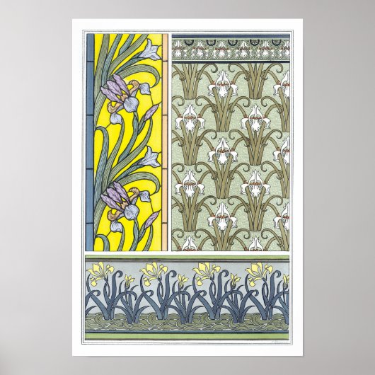 Art Nouveau, Garden Iris Flowers Poster (Voorkant)