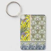Art Nouveau, Garden Iris Flowers Sleutelhanger (Voorkant)