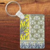 Art Nouveau, Garden Iris Flowers Sleutelhanger (Voorkant)