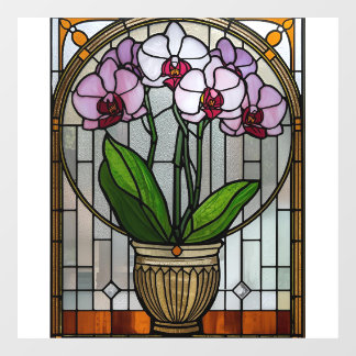 Art Nouveau-gebloemde glas-in-lood Raamsticker