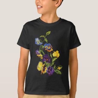Art Nouveau Geborduurde Pansies T-shirt