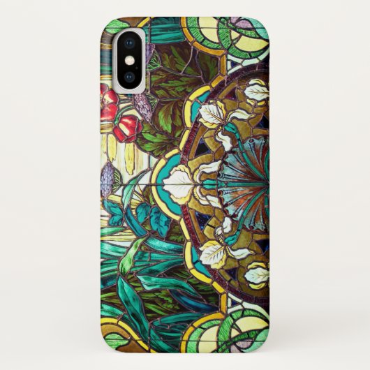 Art nouveau gebrandschilderd glas bloemmotief Case-Mate iPhone case (Achterkant)