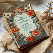 Art Nouveau Geïnspireerd Bloemensymfonie Bruiloft Kaart