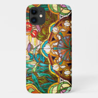 Art nouveau gekleurd glas bloemig