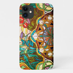 Art nouveau gekleurd glas bloemig iPhone 11 hoesje