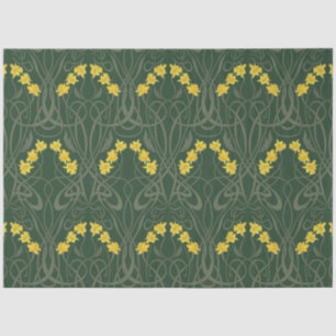 Art Nouveau Gele Narcissen en Stelen Groen Tissuepapier