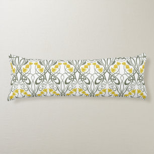 Art Nouveau Gele Narcissen en Stelen Wit Lichaamskussen