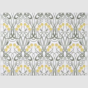 Art Nouveau Gele Rozen en Sinuoze Stengels Tissuepapier