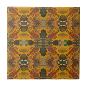 Art Nouveau Gellow Gold Green  Pattern Tegeltje